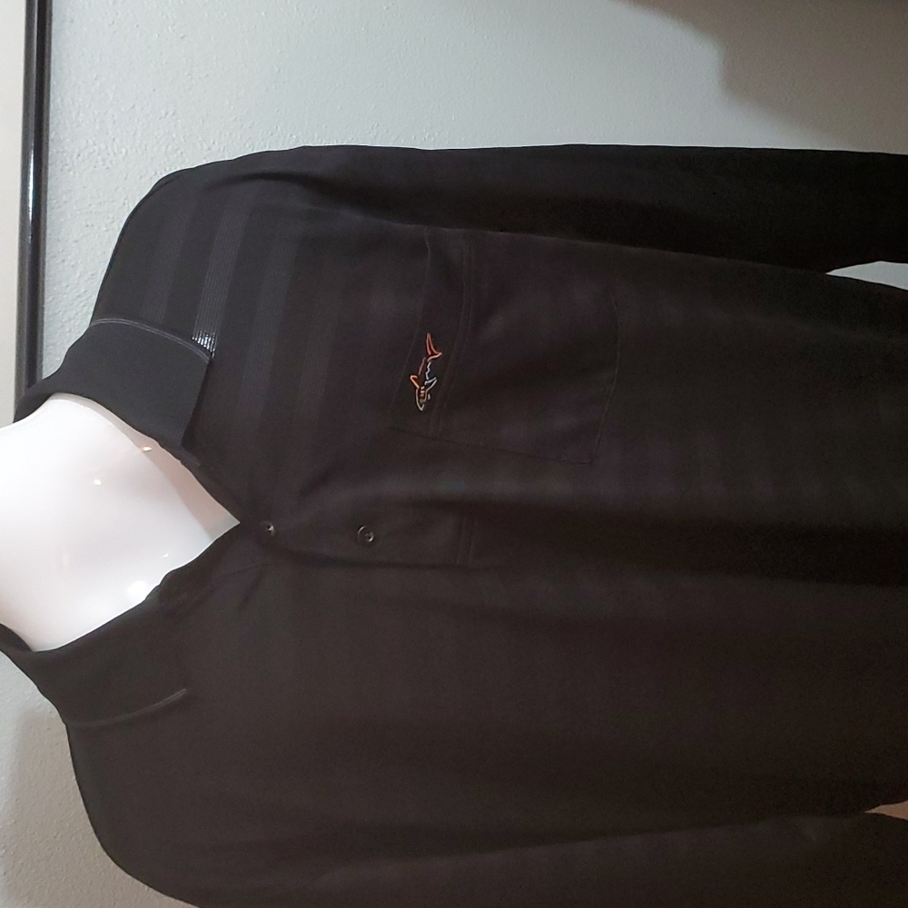 GREG NORMAN for Tasso Elba-Play Dry-LSleeve-Black Striped Polo Shirt-EUC-Sz XL